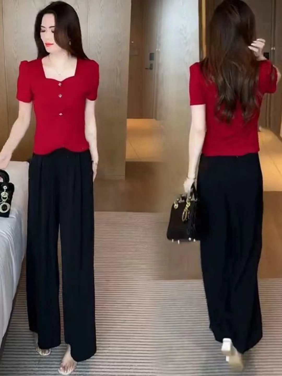 Casual Slimming Short Sleeve Top Wide Leg Pants Summer Fashion Set Women's Trendy Ageless Two Piece Set in Style Breathable P...
Casual Slimming Short Sleeve Top Wide Leg Pants Summer Fashion Set Women's Trendy Ageless Two Piece Set in Style Breathable P...