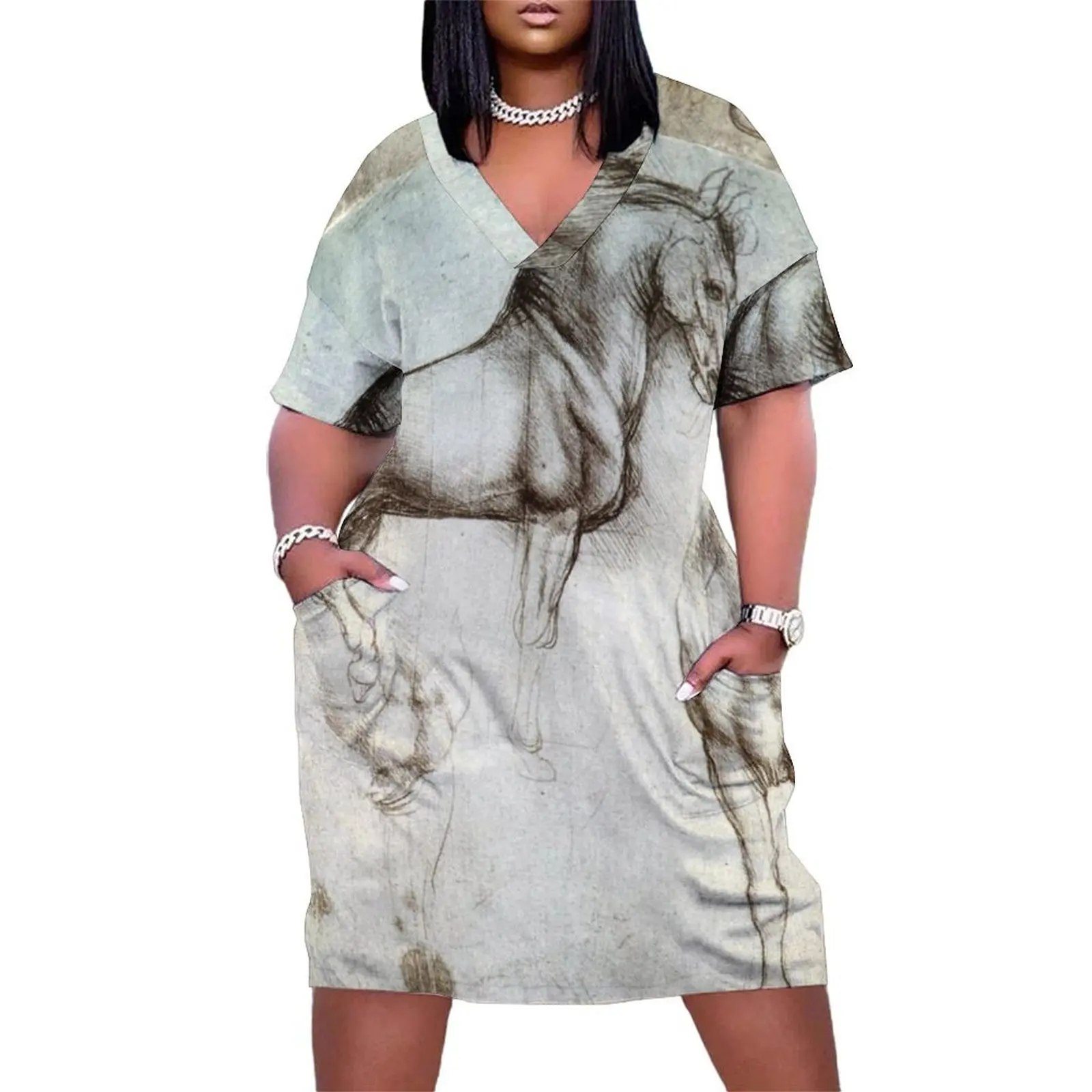 Leonardo da Vinci: horse in silverpoint, c. 1488 Loose Pocket Dress dress summer Beachwear women's dresses luxury
Leonardo da Vinci: horse in silverpoint, c. 1488 Loose Pocket Dress dress summer Beachwear women's dresses luxury