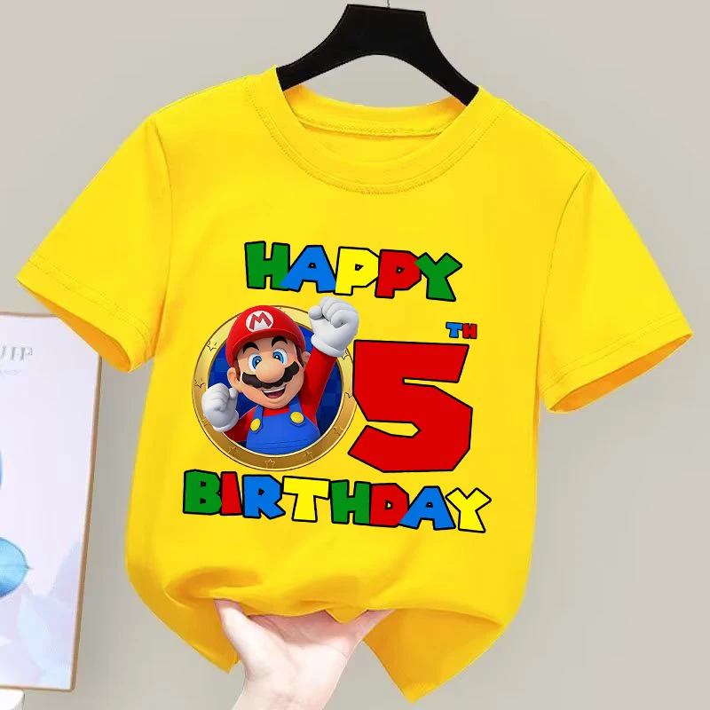 Super Marios Children Clothing Birthday T-shirt Cartoon Anime Figures Short Sleeve Fashion Casual Sports Cotton Tee Clothes Top
Super Marios Children Clothing Birthday T-shirt Cartoon Anime Figures Short Sleeve Fashion Casual Sports Cotton Tee Clothes Top