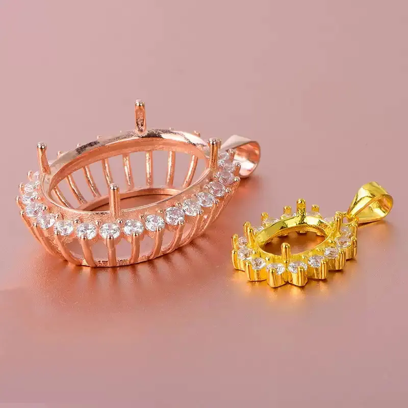 All size pendant setting Simple design single-row zircon 925 silver necklace pendant setting for jewelry DIY
All size pendant setting Simple design single-row zircon 925 silver necklace pendant setting for jewelry DIY