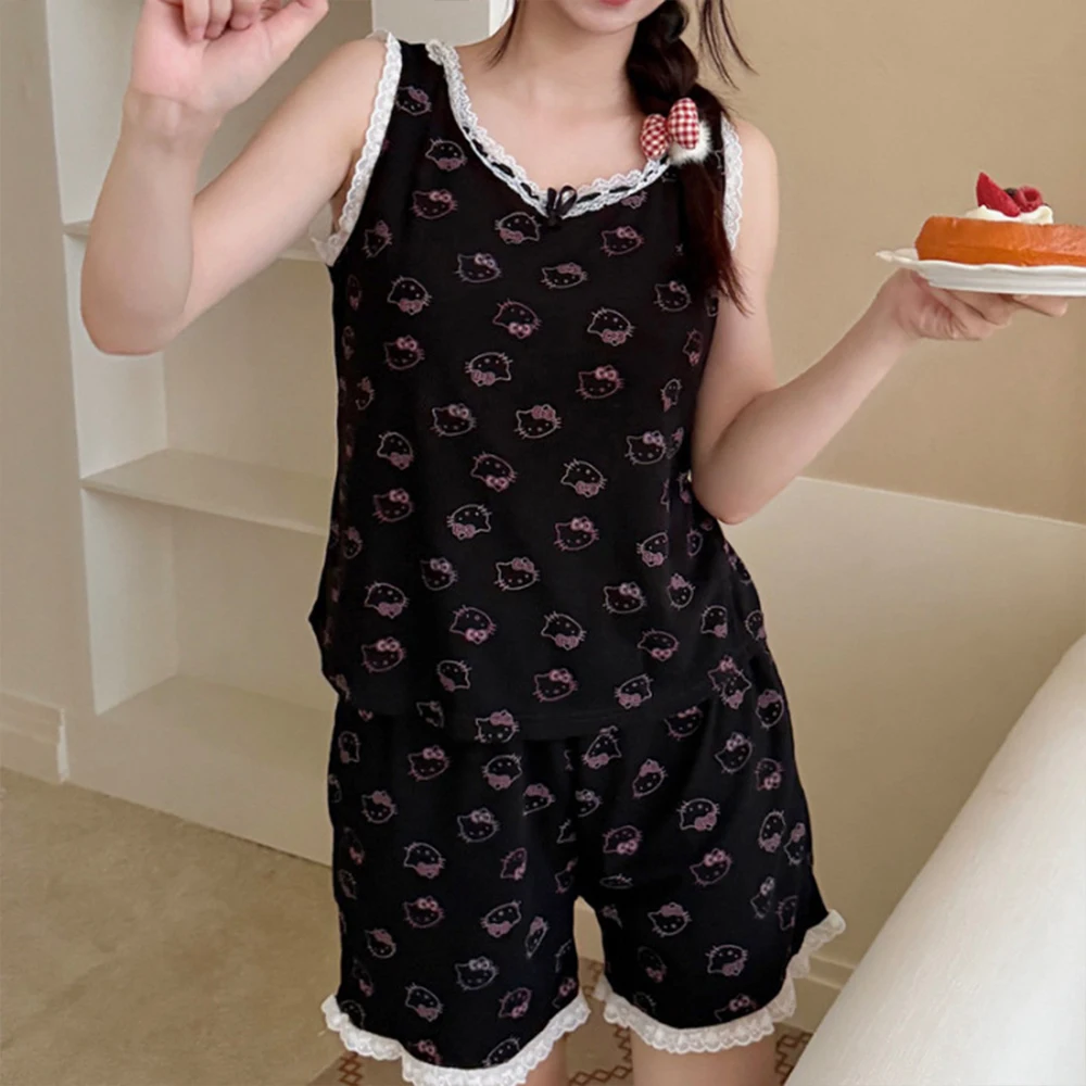 Kawaii Hello Kitty Women's Pajama Set Summer Sanrio with Padded Cups T-Shirt Shorts Fashion Loose Sweet Cute Girl Homewear Gift
Kawaii Hello Kitty Women's Pajama Set Summer Sanrio with Padded Cups T-Shirt Shorts Fashion Loose Sweet Cute Girl Homewear Gift