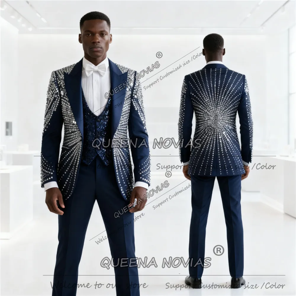 Роскошные свадебные смокинги для жениха, костюмы из 3 предметов, пиджаки для выпускного вечера с кристаллами из бисера, мужские костюмы для официальных вечеринок, trajes para hombre
Роскошные свадебные смокинги для жениха, костюмы из 3 предметов, пиджаки для выпускного вечера с кристаллами из бисера, мужские костюмы для официальных вечеринок, trajes para hombre