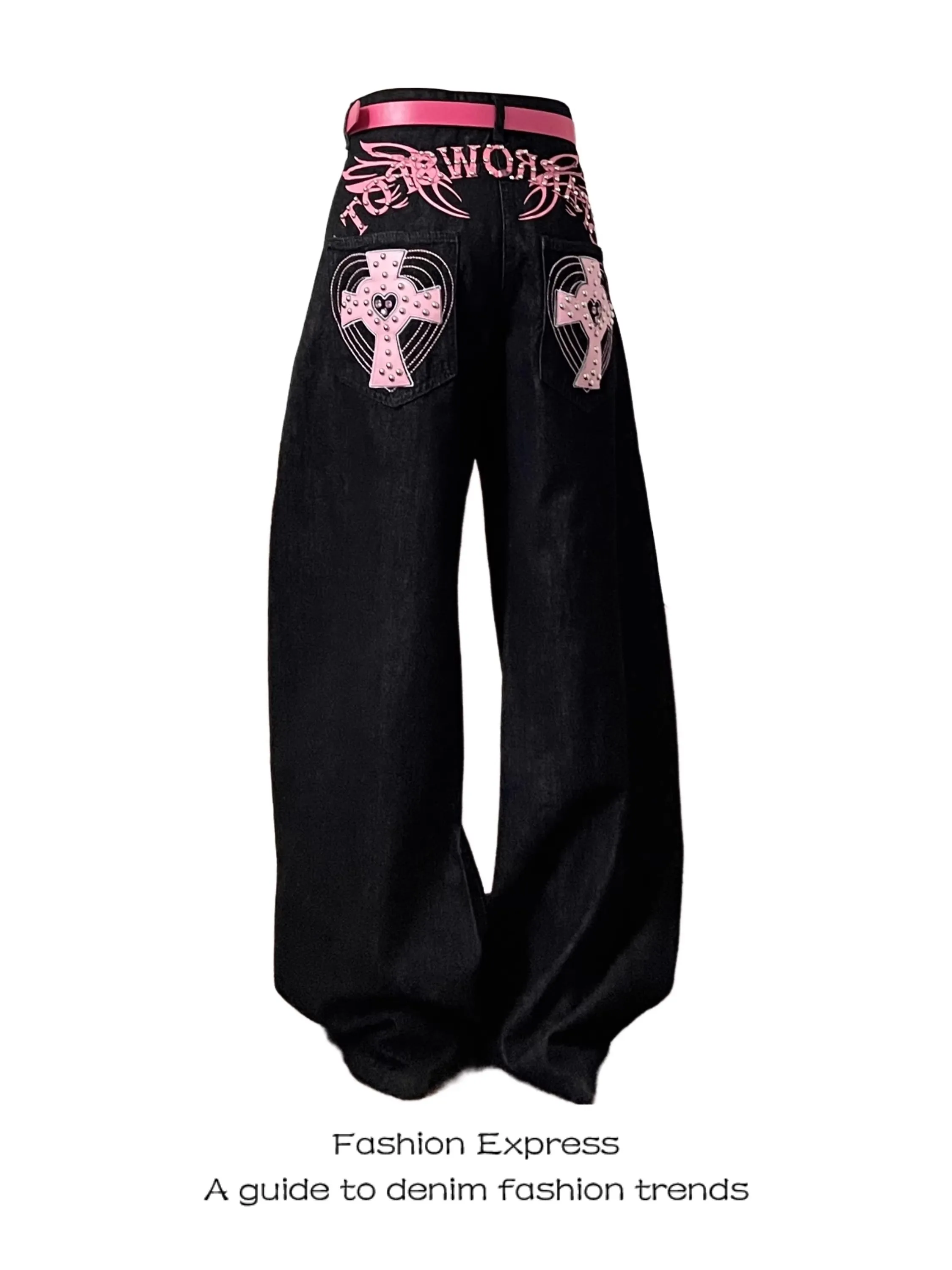 Black Embroidered High Waist Wide Leg Jeans Women's Spring Autumn New Style American Retro Cross Stitch Rivet High Street Design
Black Embroidered High Waist Wide Leg Jeans Women's Spring Autumn New Style American Retro Cross Stitch Rivet High Street Design
