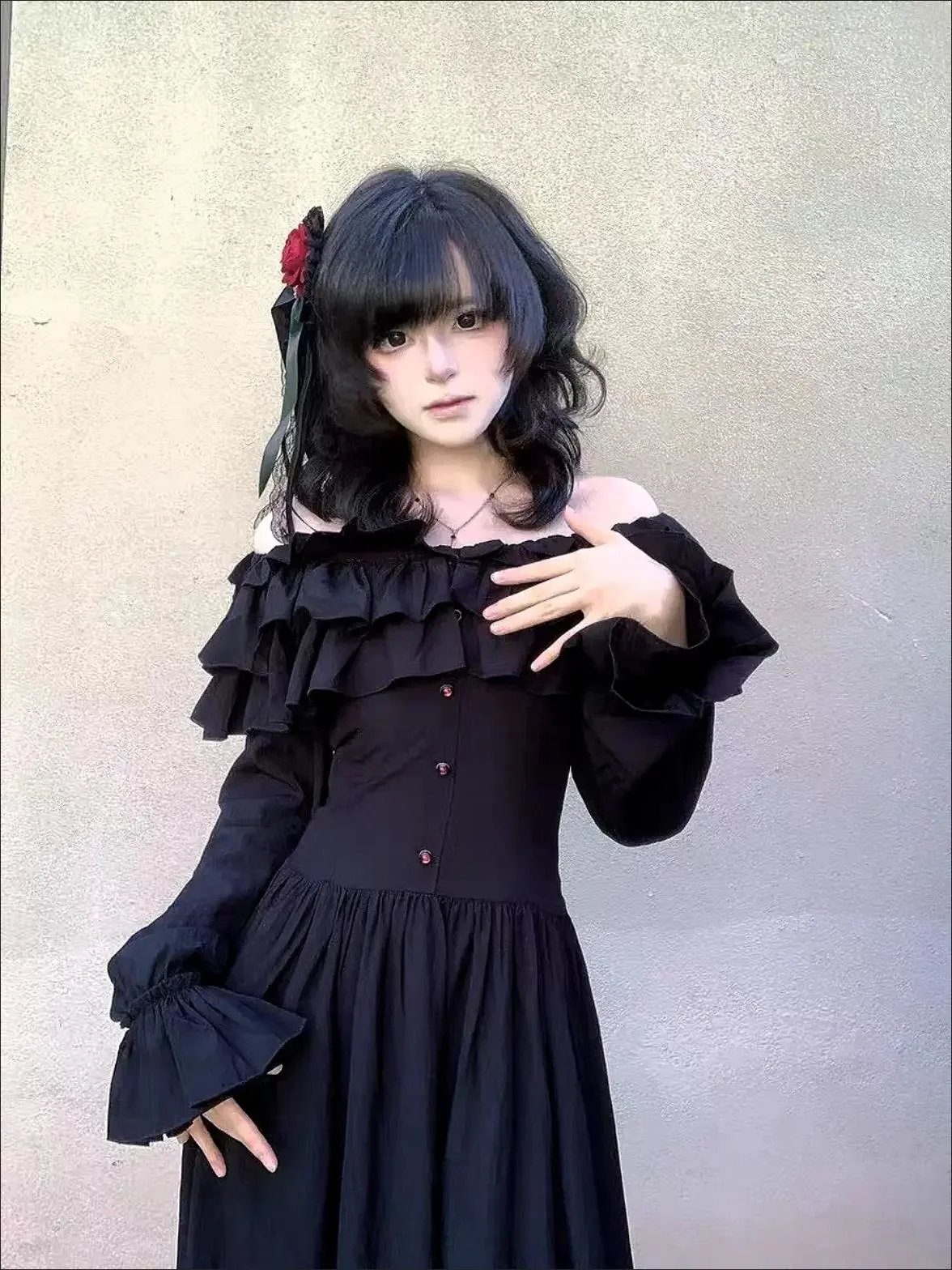 Japanese Gothic Vintage Black Dress Elegant Slim Midi Dress Solid Retro Fashion Party Dresses Women Koran Style Chic Vestidos
Japanese Gothic Vintage Black Dress Elegant Slim Midi Dress Solid Retro Fashion Party Dresses Women Koran Style Chic Vestidos