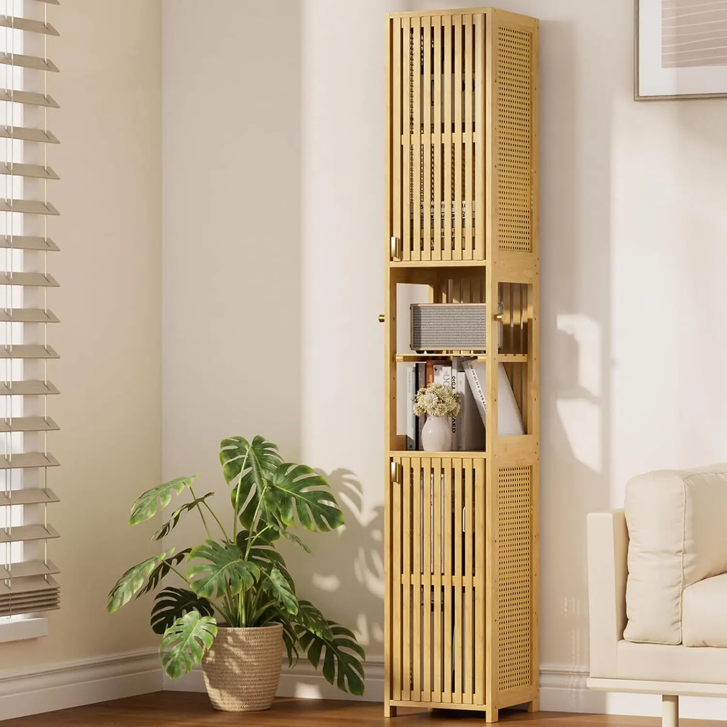 70'' Tall Bathroom Storage Cabinet Bamboo, Narrow Storage Cabinet with Rattan Doors and Adjustable Shelves, Slim, Customized
70'' Tall Bathroom Storage Cabinet Bamboo, Narrow Storage Cabinet with Rattan Doors and Adjustable Shelves, Slim, Customized