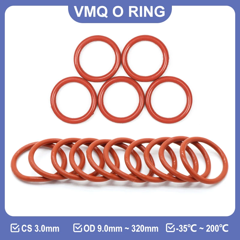 10/50Pcs Red VMQ O Ring CS 3.0mm OD 9mm ~ 320mm Food Grade Silicone Rubber Insulation Sealing Waterproof Washer Cooker Gaskets
10/50Pcs Red VMQ O Ring CS 3.0mm OD 9mm ~ 320mm Food Grade Silicone Rubber Insulation Sealing Waterproof Washer Cooker Gaskets