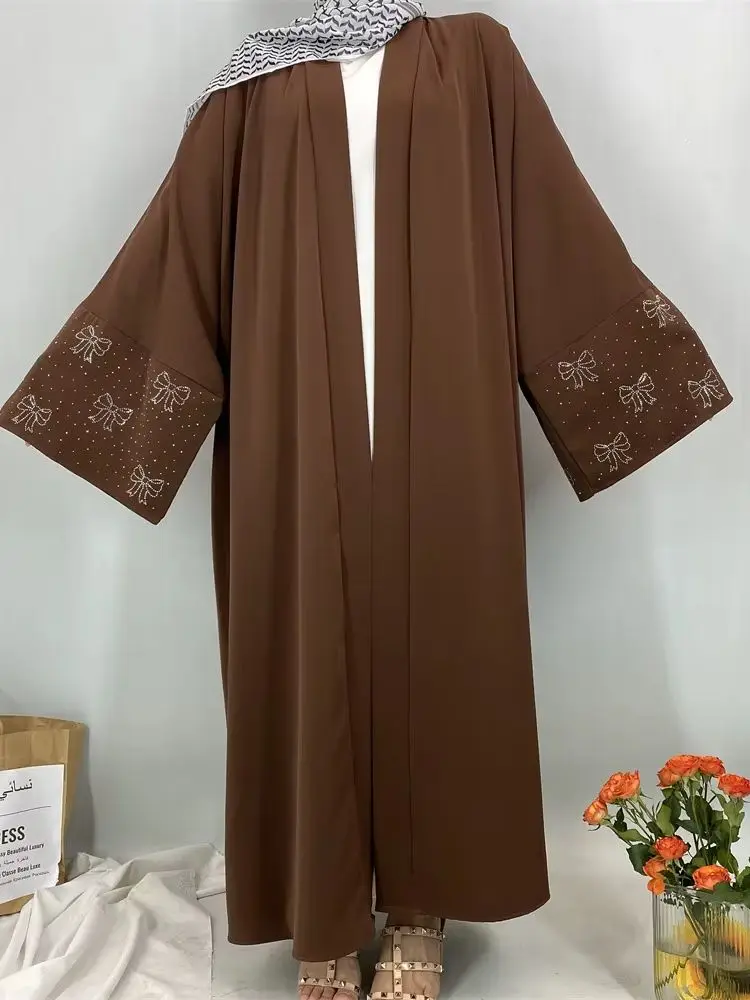 Fashion bow beading Loose Muslim Abaya Oversized Muslim Abaya Female Full Length Muslim Robe Worship Service Abaya wy2228
Fashion bow beading Loose Muslim Abaya Oversized Muslim Abaya Female Full Length Muslim Robe Worship Service Abaya wy2228