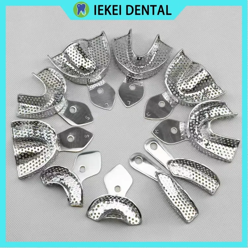 10 шт., лотки для оттисков зубов из нержавеющей стали, верхний нижний держатель для зубов, автоклавируемый лоток для зубных протезов, инструменты для стоматологической лаборатории 
10 шт., лотки для оттисков зубов из нержавеющей стали, верхний нижний держатель для зубов, автоклавируемый лоток для зубных протезов, инструменты для стоматологической лаборатории