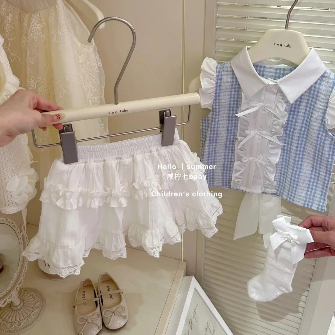 Girls' Summer Set New Style French Doll Collar Sleeveless Lace Shirt Cake Skirt Sweet Two Piece Set
Girls' Summer Set New Style French Doll Collar Sleeveless Lace Shirt Cake Skirt Sweet Two Piece Set