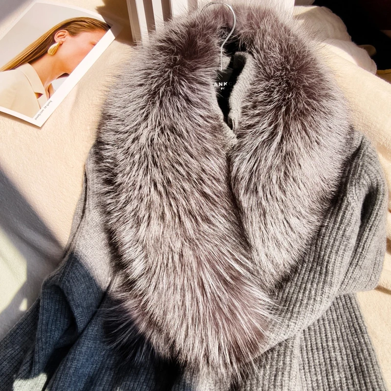 Women's Real Fur Scarf Silver Fox Collar Luxury Winter Thick Warm Wraps Genuine Natural Red Fox Scarves Decorate Neck Big Shawl
Women's Real Fur Scarf Silver Fox Collar Luxury Winter Thick Warm Wraps Genuine Natural Red Fox Scarves Decorate Neck Big Shawl