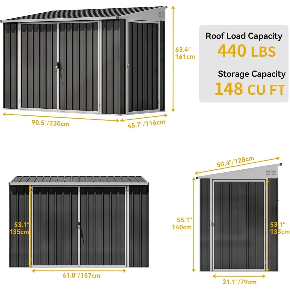 8x4 Ft Outdoor Weatherproof Storage Shed, Secure Metal Bicycle Shed, Lockable Entrance, Garden Storage Shed
8x4 Ft Outdoor Weatherproof Storage Shed, Secure Metal Bicycle Shed, Lockable Entrance, Garden Storage Shed