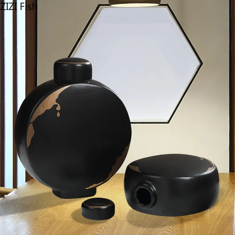 Creative Chinese Ceramic Vase with Cover Golden Pattern Round Shape Flower Vase Modern Home Decoration Ceramic Crafts Vases
Creative Chinese Ceramic Vase with Cover Golden Pattern Round Shape Flower Vase Modern Home Decoration Ceramic Crafts Vases