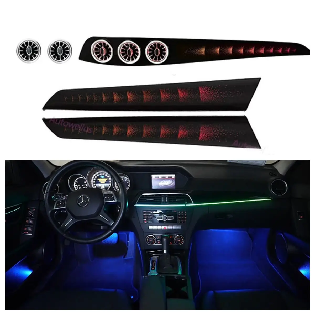 Car Interior Ambient Lighting LED 64 Color Symphony Air Outlet Light Kit C-Class W204 2008-2014
Car Interior Ambient Lighting LED 64 Color Symphony Air Outlet Light Kit C-Class W204 2008-2014