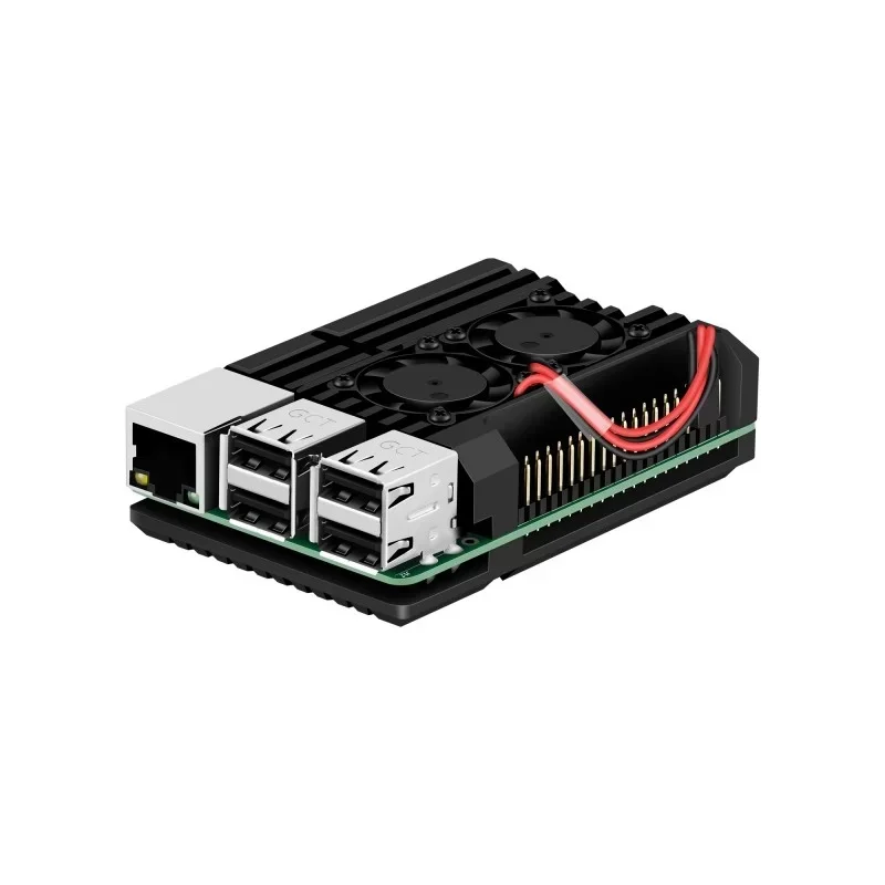 CNC Armor Raspberry Pi Case Aluminum Alloy Black with Dual Cooling Fan Thermal Tapes Screw Set for Pi 3B 3B+
CNC Armor Raspberry Pi Case Aluminum Alloy Black with Dual Cooling Fan Thermal Tapes Screw Set for Pi 3B 3B+