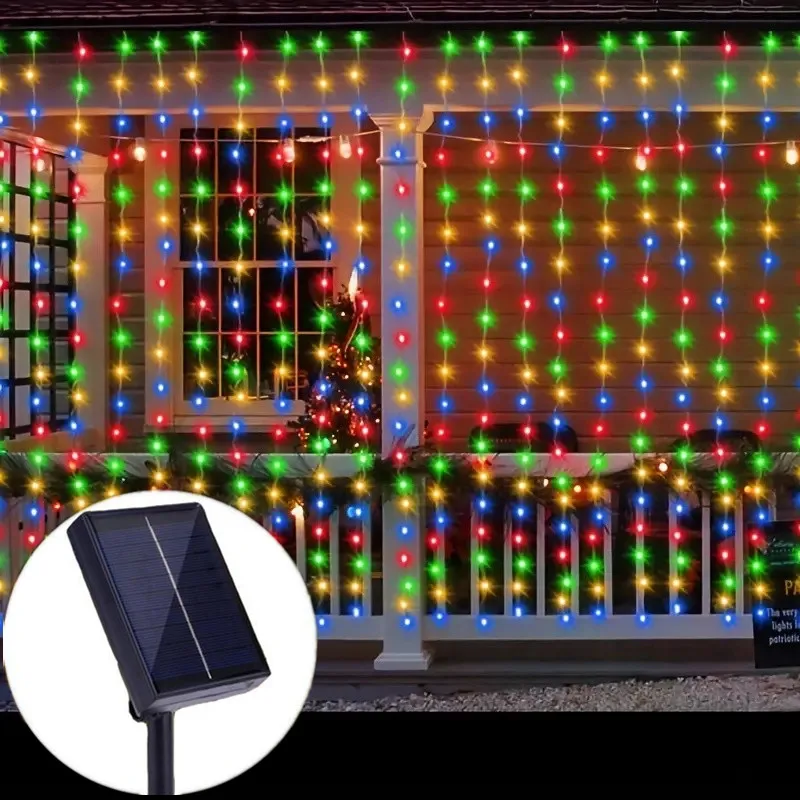 8 Lighting Modes Solar LED Curtain Light Christmas String Lights Decor Outdoor Pavilion Wedding Garden Holiday Hanging Lighting
8 Lighting Modes Solar LED Curtain Light Christmas String Lights Decor Outdoor Pavilion Wedding Garden Holiday Hanging Lighting