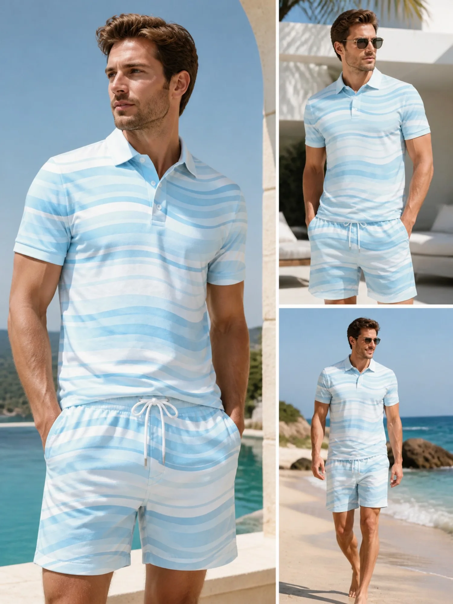 Mens Short Sleeve Polo Shirt and Shorts Set Casual Two Piece Summer Beach Vacation Matching Outfit Summer Lightweight Lounge Top
Mens Short Sleeve Polo Shirt and Shorts Set Casual Two Piece Summer Beach Vacation Matching Outfit Summer Lightweight Lounge Top