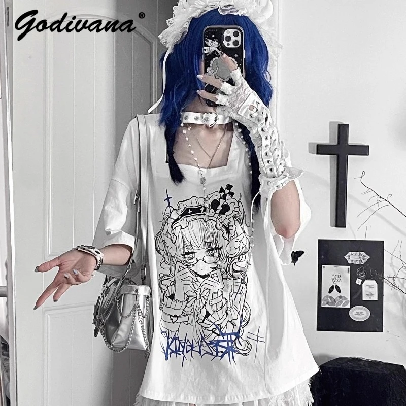 Original New Summer Dark Goth Printed Short-sleeved T-shirt Girl Female Subculture Y2k Tshirts Pullover Tops
Original New Summer Dark Goth Printed Short-sleeved T-shirt Girl Female Subculture Y2k Tshirts Pullover Tops