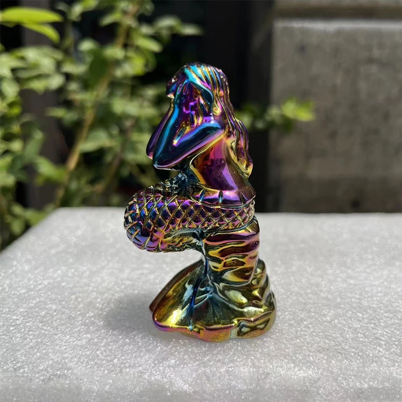 Rainbow Aura Crystal Sitting Mermaid Statue Decor Gorgeous Titanium Quartz Stone Nautical Sculpture Pink Opalite Ocean Princess
Rainbow Aura Crystal Sitting Mermaid Statue Decor Gorgeous Titanium Quartz Stone Nautical Sculpture Pink Opalite Ocean Princess