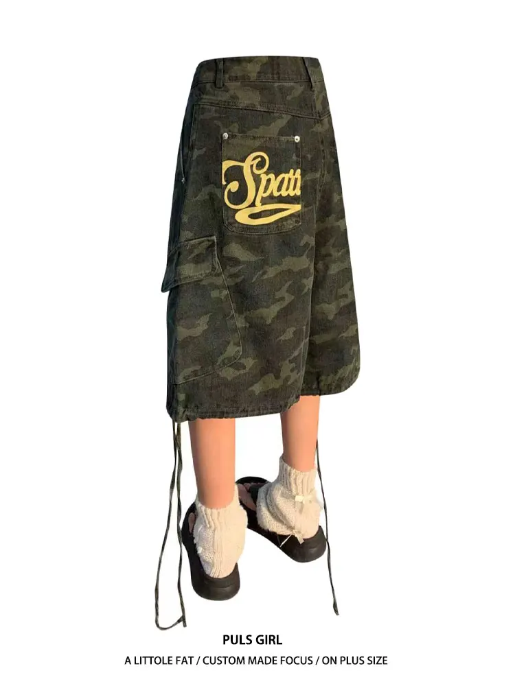 plus Size American Retro Washed Letter Print Camouflage Denim Five-Point Pants Women Summer New Loose Wide Leg Medium Pants
plus Size American Retro Washed Letter Print Camouflage Denim Five-Point Pants Women Summer New Loose Wide Leg Medium Pants