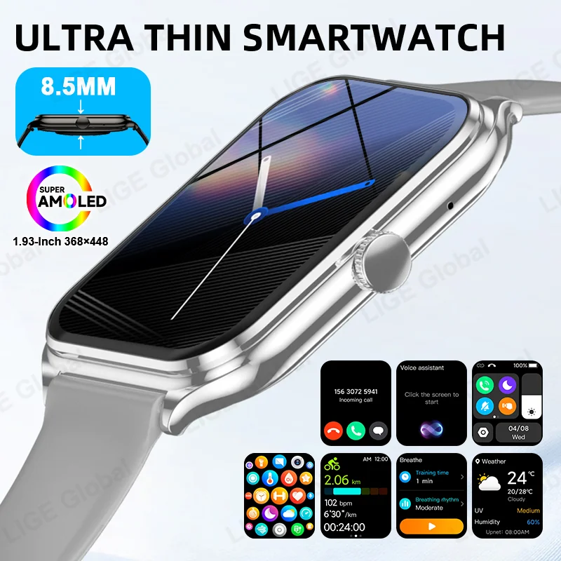 LIGE Ultra Thin 8.5mm Smart Watch Voice Calling 1.93 Inch AMOLED 24H Health Monitor 100+ Sports Bluetooth Smartwatch Men Women
LIGE Ultra Thin 8.5mm Smart Watch Voice Calling 1.93 Inch AMOLED 24H Health Monitor 100+ Sports Bluetooth Smartwatch Men Women