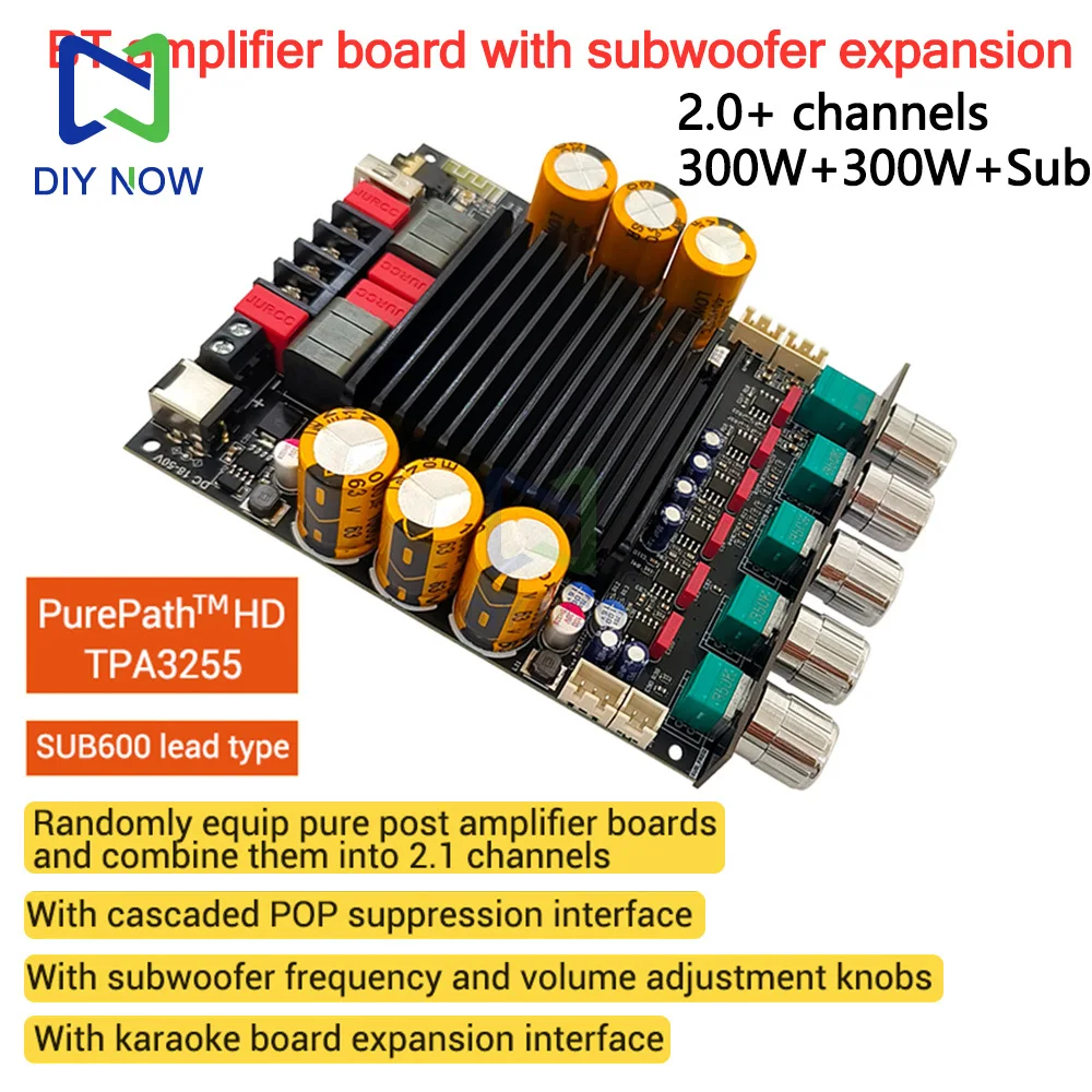 ZK-SUB600 DC 18-50V Bluetooth Amplifier Board with Subwoofer Extension TPA3255 2.0+ Channel Power 300W+300W+Subwoofer
ZK-SUB600 DC 18-50V Bluetooth Amplifier Board with Subwoofer Extension TPA3255 2.0+ Channel Power 300W+300W+Subwoofer