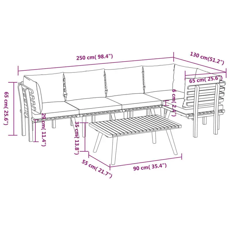 Garden Lounge Set Acacia wood with dark grey and white cushions
Garden Lounge Set Acacia wood with dark grey and white cushions