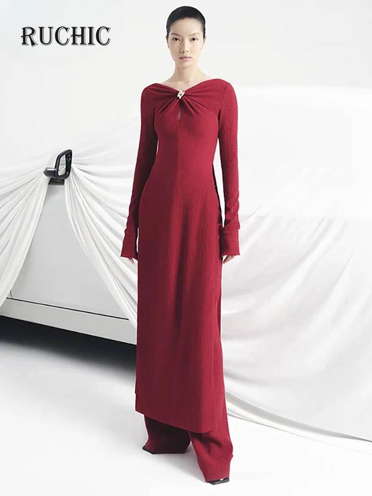 2024 Autumn Women's Fashion Evening Dress Boat Neck Long Sleeve Knitted Solid Color Elegant Dresses for Special Occasions
2024 Autumn Women's Fashion Evening Dress Boat Neck Long Sleeve Knitted Solid Color Elegant Dresses for Special Occasions