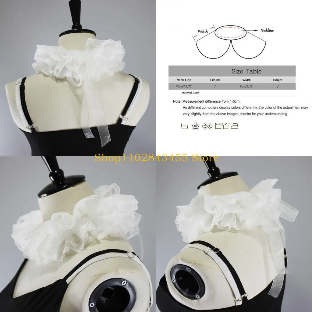 49MC Womens Elizabethan Neck Ruff Tulle Scarf Fancy Dress Layered White Floral Lace Detachable Fake Collar Victorian Costume
49MC Womens Elizabethan Neck Ruff Tulle Scarf Fancy Dress Layered White Floral Lace Detachable Fake Collar Victorian Costume