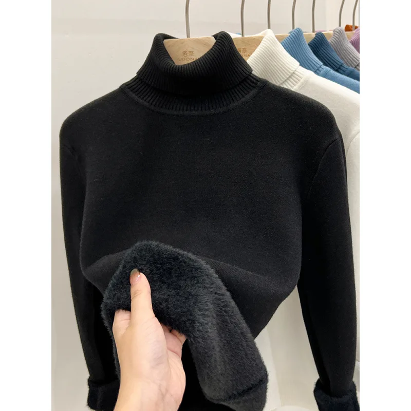 Women's Winter Velvet Turtlene Sweater Boting irt Long Sve High Collar Top Loose Fit Faionable Ladies Knitwear
Women's Winter Velvet Turtlene Sweater Boting irt Long Sve High Collar Top Loose Fit Faionable Ladies Knitwear