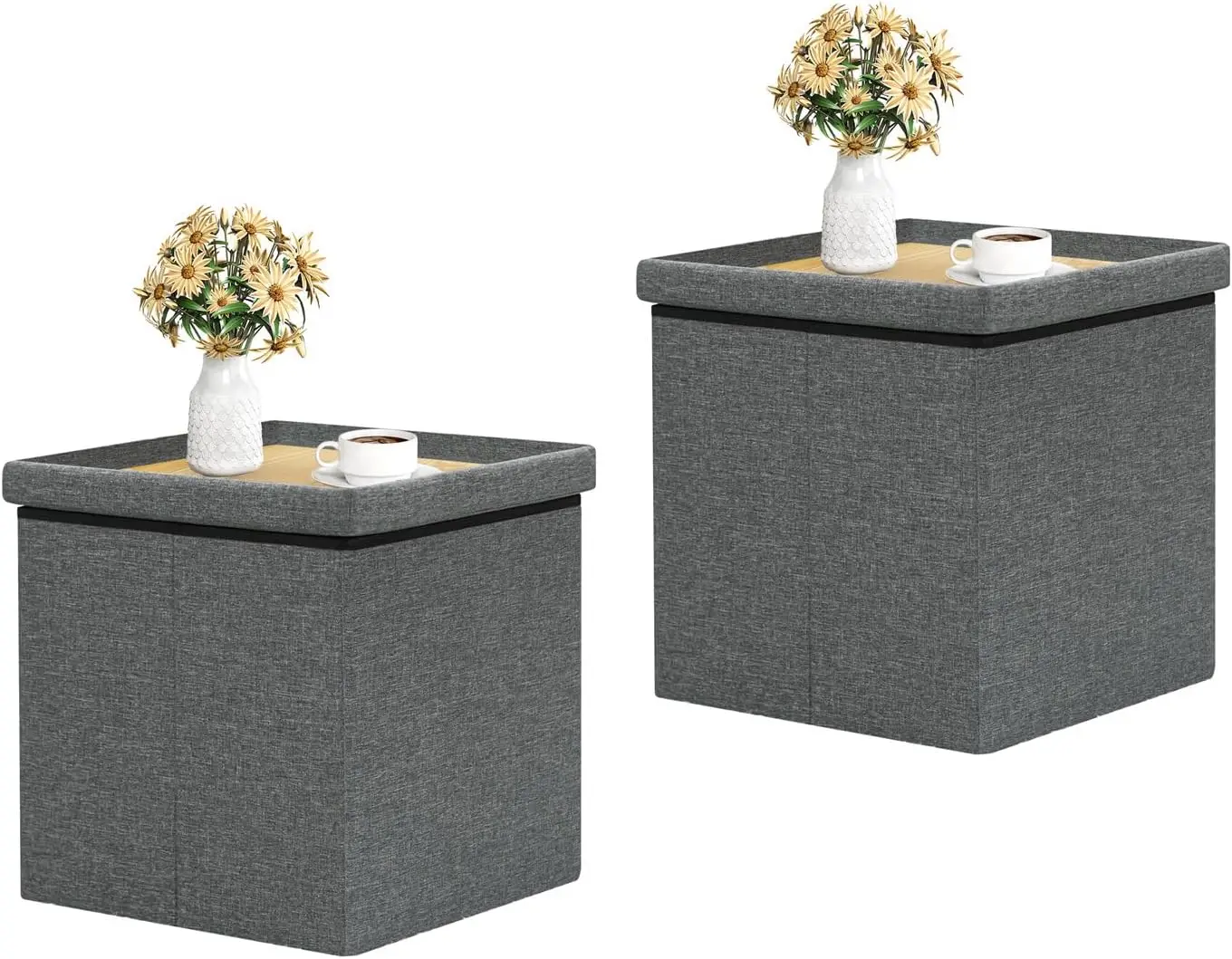 Storage Ottoman With Tray, Linen Small Coffee Table Folding Foot Rest Seat Cube, Dark Grey 16""X15.7""X15"" Double (2 Pack)
Storage Ottoman With Tray, Linen Small Coffee Table Folding Foot Rest Seat Cube, Dark Grey 16""X15.7""X15"" Double (2 Pack)