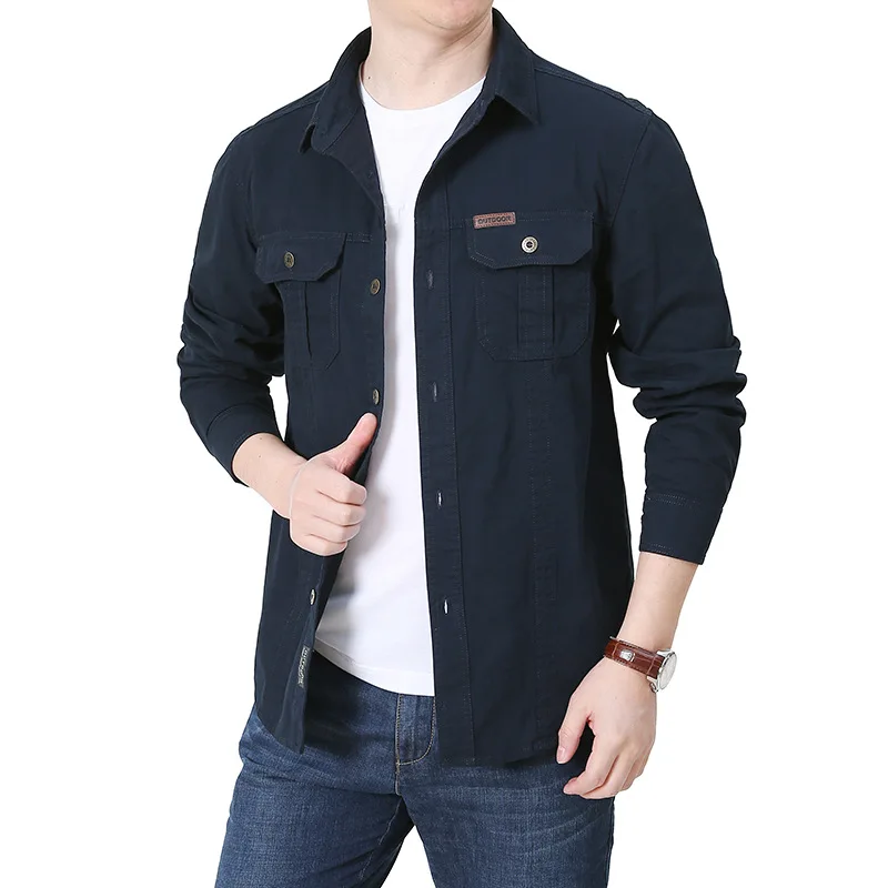 Pop Spring Autumn Men's Jacket 100% Cotton Long-sleeved Casual Business Loose Cargo Jackets for Men Solid Shirt Top Coat Male
Pop Spring Autumn Men's Jacket 100% Cotton Long-sleeved Casual Business Loose Cargo Jackets for Men Solid Shirt Top Coat Male