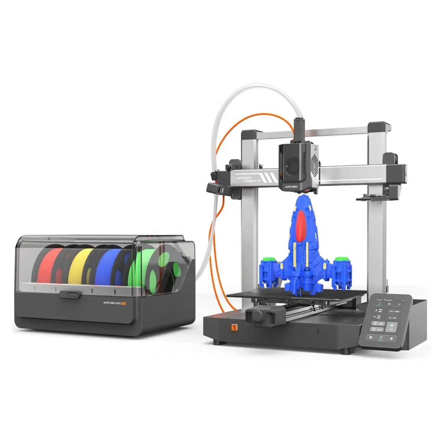 ANYCUBIC Kobra 3 V2 Combo Multicolor FDM 3D Printer Auto-Leveling High Speed Printing Up to 600mm/s Printer Size 255*255*260mm
ANYCUBIC Kobra 3 V2 Combo Multicolor FDM 3D Printer Auto-Leveling High Speed Printing Up to 600mm/s Printer Size 255*255*260mm