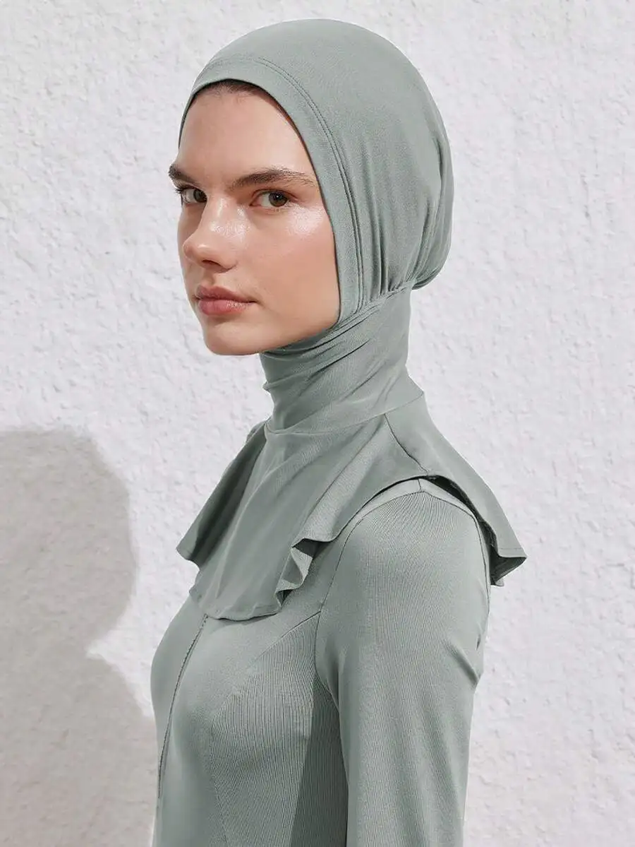 Womens Solid Color Polyester Hijab Scarf With Ruffled Neck, Summer Swim Cap
Womens Solid Color Polyester Hijab Scarf With Ruffled Neck, Summer Swim Cap