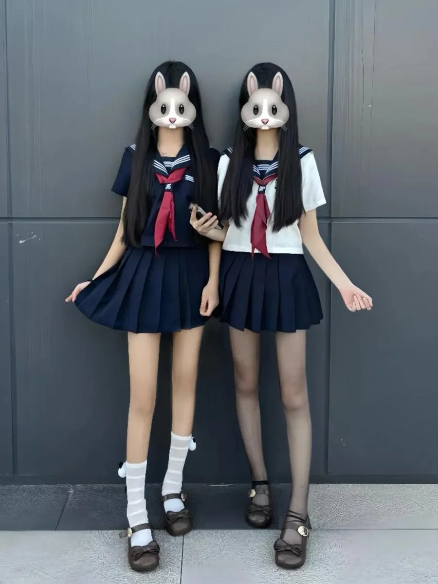 Twins Star JK Uniform Short Sleeve Three Books Sailor Suit School Top Skirt Set Friend Matching High Waist Pleated Skirt
Twins Star JK Uniform Short Sleeve Three Books Sailor Suit School Top Skirt Set Friend Matching High Waist Pleated Skirt