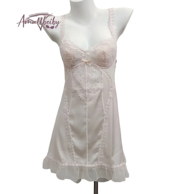 French Lace Nightdress Beauty Back Cross Pajamas Women's Sleepshirts High Quality Suspender Sexy Nightgowns with Chest Pad 2026
French Lace Nightdress Beauty Back Cross Pajamas Women's Sleepshirts High Quality Suspender Sexy Nightgowns with Chest Pad 2026