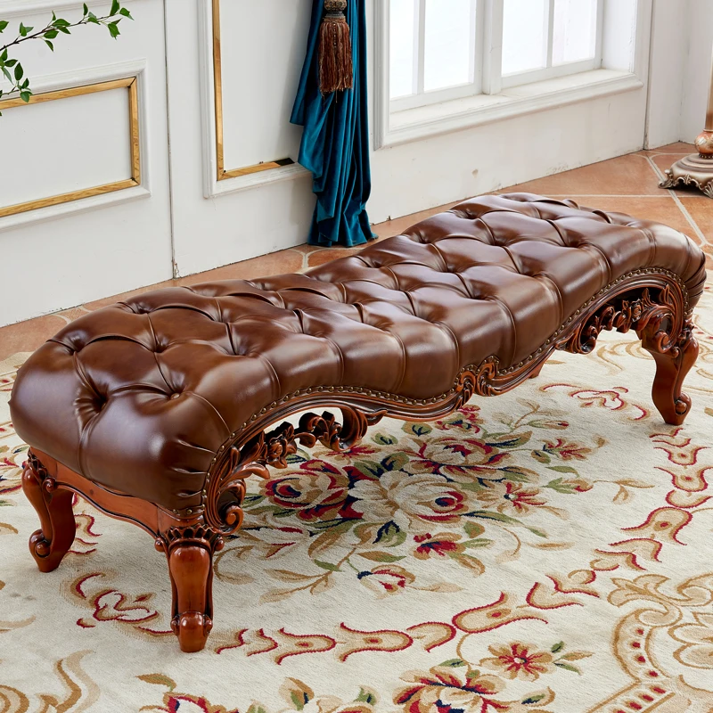 Side stool European solid wood carving flower sofa American light luxury long bed bedroom front stool shoe changing stool
Side stool European solid wood carving flower sofa American light luxury long bed bedroom front stool shoe changing stool