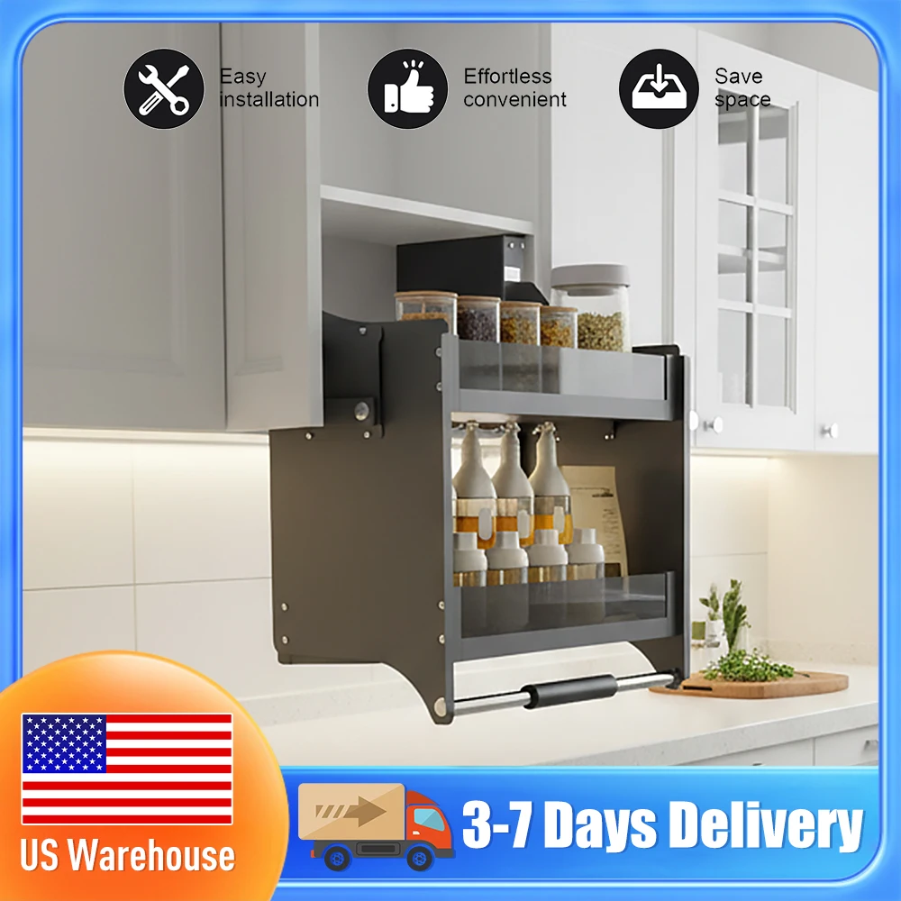 Kitchen Pull Down Cabinet Elevator Organizer Double Layer Wall Cabinet Storage Shelf Carbon Steel Tempered Glass for Home Kitche
Kitchen Pull Down Cabinet Elevator Organizer Double Layer Wall Cabinet Storage Shelf Carbon Steel Tempered Glass for Home Kitche