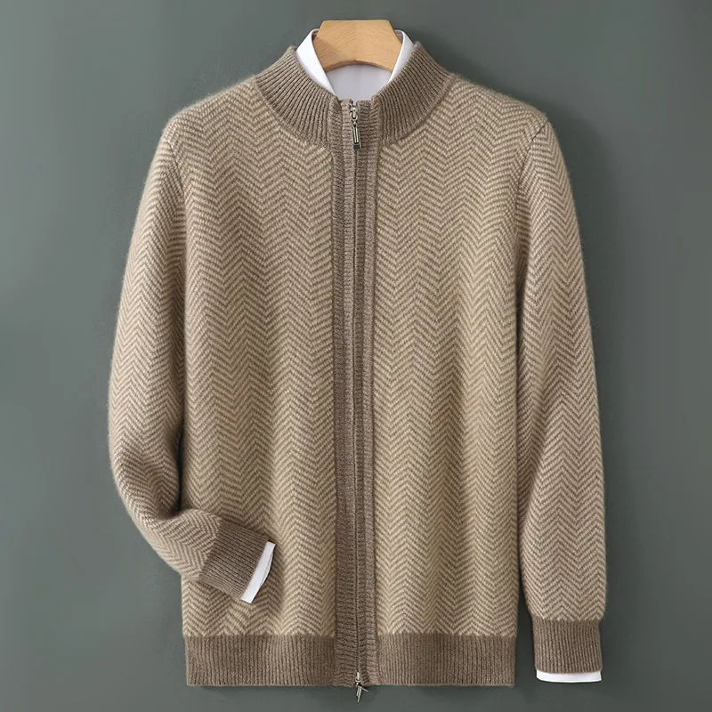 2026 Men's Autumn and Winter Thick Cashmere Cardigan Half High Collar Color Zipper Sweater 100 Knitted Casual Soft Warm Clothing
2026 Men's Autumn and Winter Thick Cashmere Cardigan Half High Collar Color Zipper Sweater 100 Knitted Casual Soft Warm Clothing