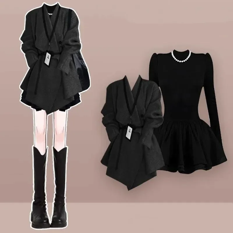 Женский осенне-зимний новый вязаный свитер, пальто + короткая юбка, костюм из двух предметов, корейский элегантный кардиган + платье с длинными рукавами, соответствующий комплект
Женский осенне-зимний новый вязаный свитер, пальто + короткая юбка, костюм из двух предметов, корейский элегантный кардиган + платье с длинными рукавами, соответствующий комплект