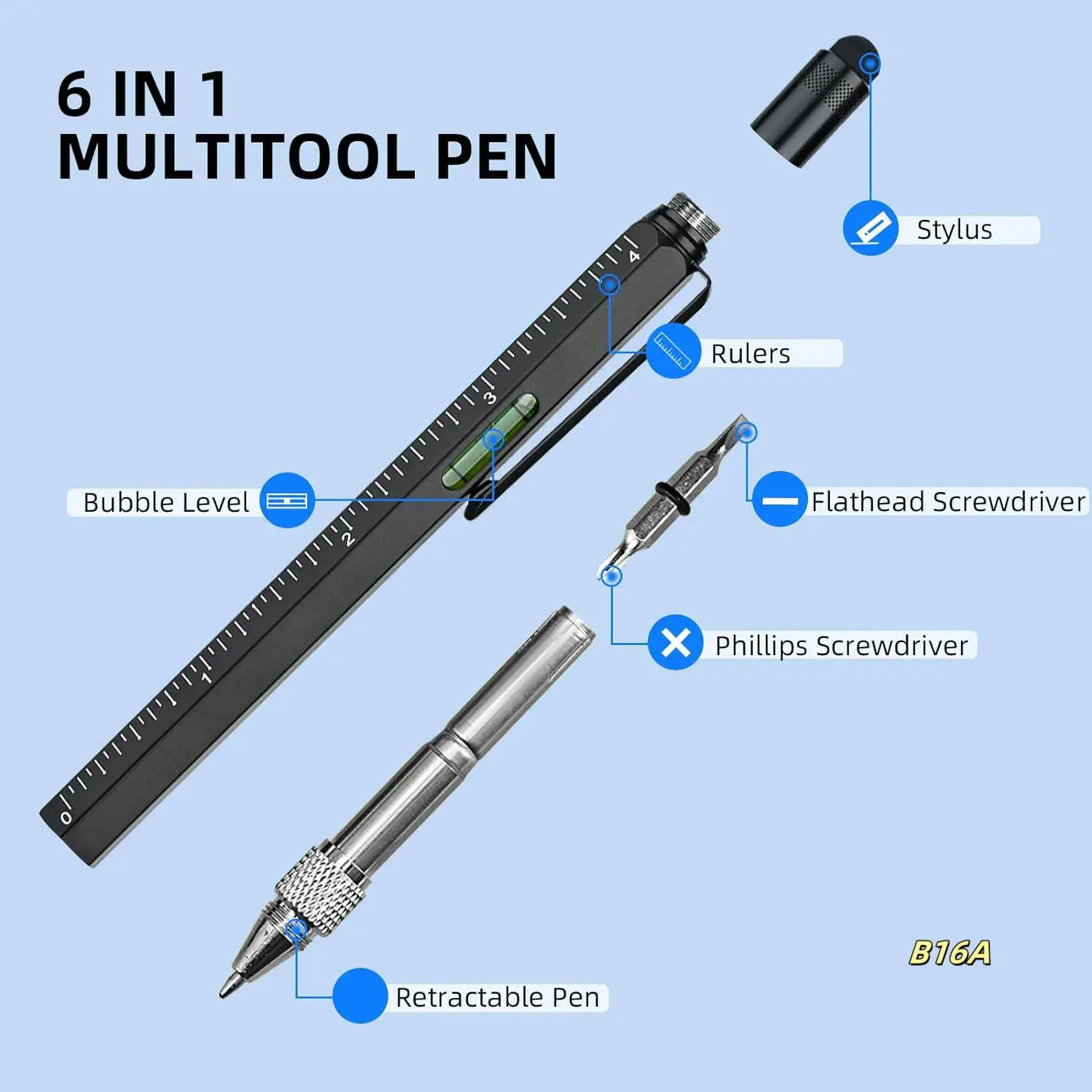 Multitool Pen Cool Gadgets, Novelty Pen With Stylus, Level, Rulers, Screwdrivers, Birthday Gifts For Dad Husband Black Durable
Multitool Pen Cool Gadgets, Novelty Pen With Stylus, Level, Rulers, Screwdrivers, Birthday Gifts For Dad Husband Black Durable