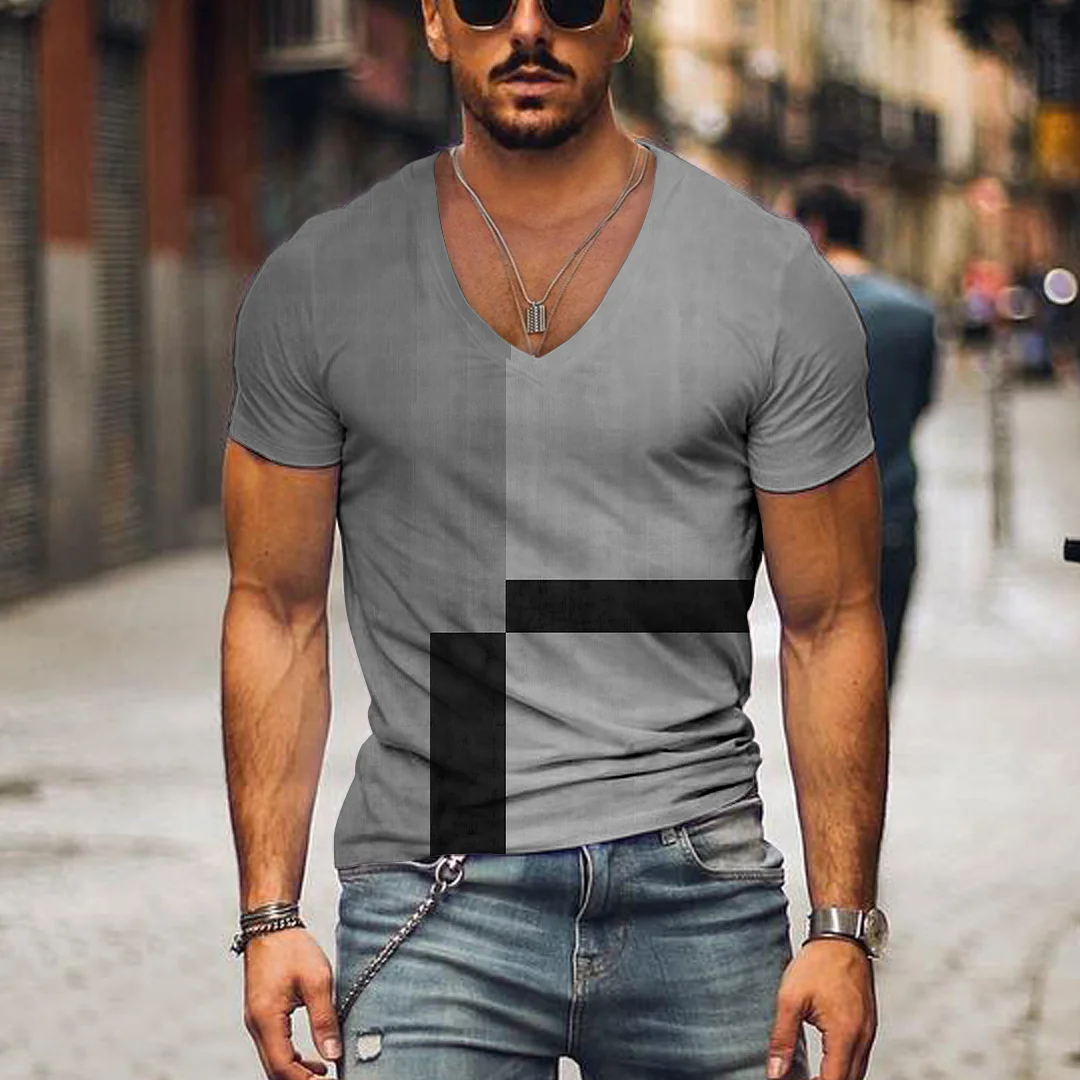 Men's T-shirt Summer Short sleeved V-neck T-shirt Striped Print Casual Simple Fashion Retro Men's Top T-shirt
Men's T-shirt Summer Short sleeved V-neck T-shirt Striped Print Casual Simple Fashion Retro Men's Top T-shirt