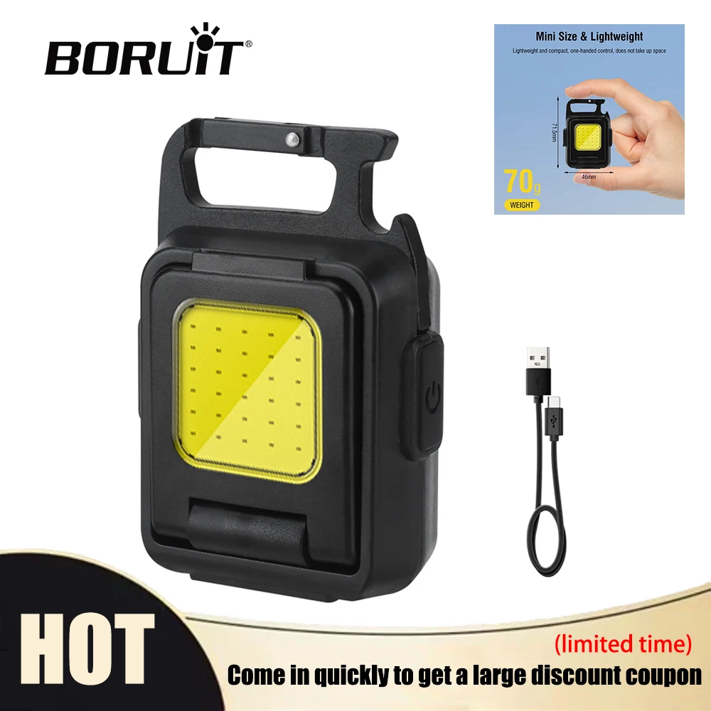 BORUiT Mini LED Keychain Flashlight Type-C Rechargeable Work Light with Magnet Corkscrew for Pocket Camping Outdoor Emergency
BORUiT Mini LED Keychain Flashlight Type-C Rechargeable Work Light with Magnet Corkscrew for Pocket Camping Outdoor Emergency