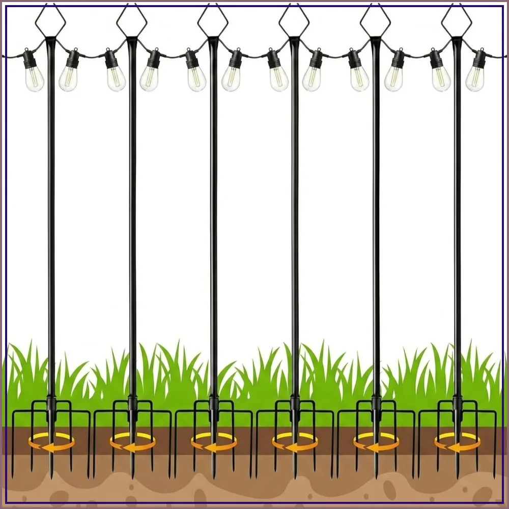 10FT Outdoor String Light Poles 6 Pack, Metal Stands with Fence Brackets for Hanging Lights, Patio, Pergola, Garden, Backyard & Camping
10FT Outdoor String Light Poles 6 Pack, Metal Stands with Fence Brackets for Hanging Lights, Patio, Pergola, Garden, Backyard & Camping