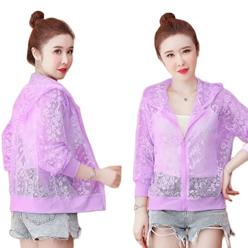 Ladies Sun Protection Jacket Long Sleeves Lace Summer New Comfortable Thin Wild Loose Zipper Hooded Fashion Women's Short Coat
Ladies Sun Protection Jacket Long Sleeves Lace Summer New Comfortable Thin Wild Loose Zipper Hooded Fashion Women's Short Coat