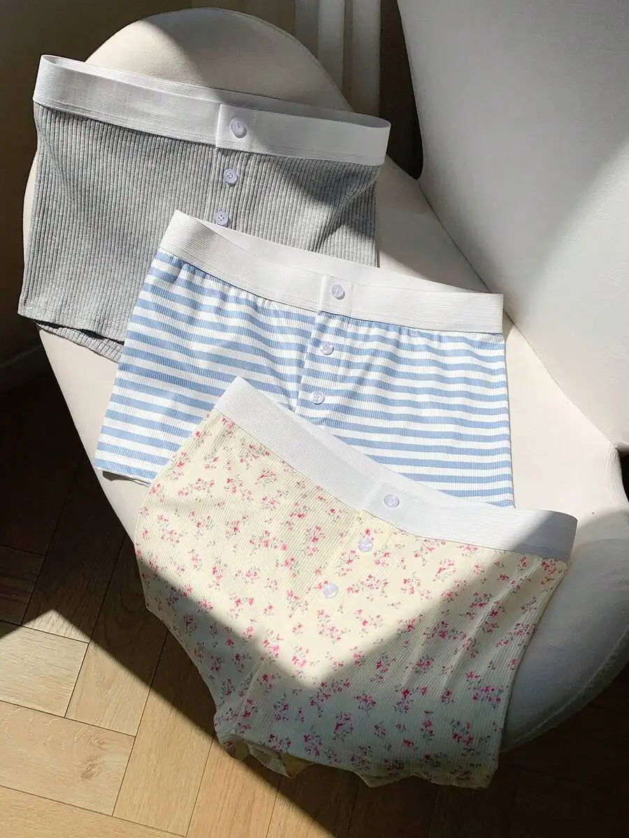Women Comfortable Button Fly Shorts Floral Striped Casual Summer Underwear
Women Comfortable Button Fly Shorts Floral Striped Casual Summer Underwear