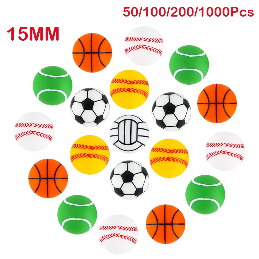 Kovict 50-1000Pcs 15MM Sports ball Shape Printed Round Silicone Bead Baby Baseball Tennis Basketball Bead DIY Jewelry Accessorie
Kovict 50-1000Pcs 15MM Sports ball Shape Printed Round Silicone Bead Baby Baseball Tennis Basketball Bead DIY Jewelry Accessorie