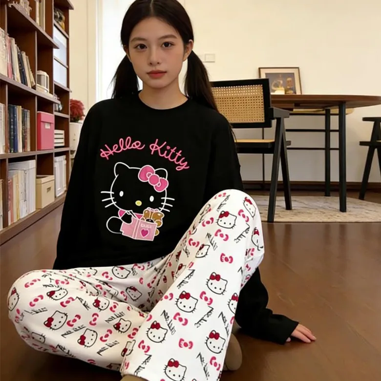 Autumn Long Sleeves Pant Nightwear Casual Home Clothes Cute Kawaii Cartoon Hello Kitty Popular Pajamas Lady Set School Pyjamas
Autumn Long Sleeves Pant Nightwear Casual Home Clothes Cute Kawaii Cartoon Hello Kitty Popular Pajamas Lady Set School Pyjamas