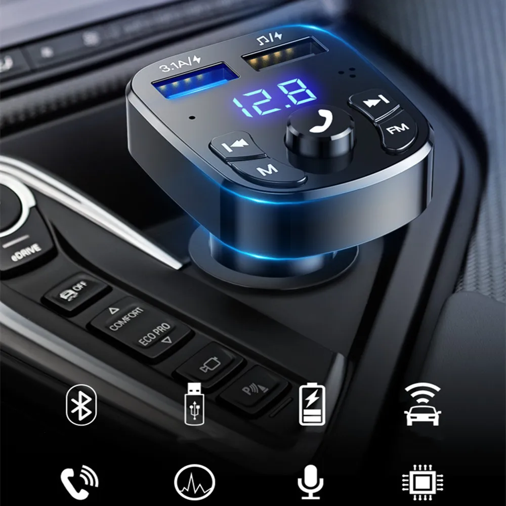 Bluetooth-compatible 5.0 FM Transmitter Car Player Kit Card Car Charger Quick With QC3.0 Dual USB Voltmeter & AUX IN/OUT
Bluetooth-compatible 5.0 FM Transmitter Car Player Kit Card Car Charger Quick With QC3.0 Dual USB Voltmeter & AUX IN/OUT