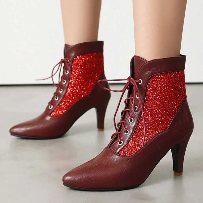 Big Size 45 Women's Ankle Boots Red White Black Short Dance Boot Lace-up Heels Party Autumn Winter Shoes Lady Brand New 2026
Big Size 45 Women's Ankle Boots Red White Black Short Dance Boot Lace-up Heels Party Autumn Winter Shoes Lady Brand New 2026