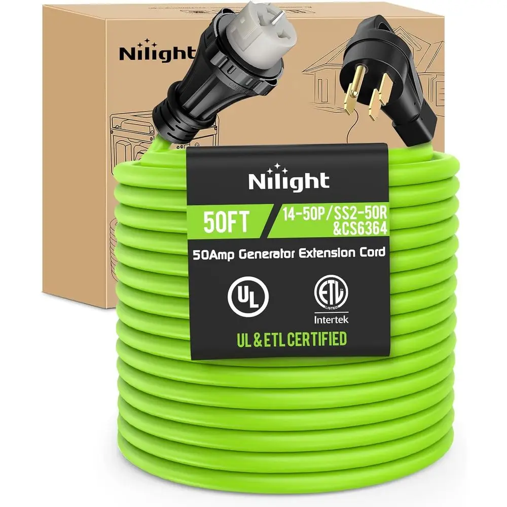 50T 50 Amp Generator Extension Cord 250V Heavy Duty 6/3+8/1 Gauge e Copper STW Wire ETL Listed 4 Prong 14-50P SS2-50R&CS6364 Sui
50T 50 Amp Generator Extension Cord 250V Heavy Duty 6/3+8/1 Gauge e Copper STW Wire ETL Listed 4 Prong 14-50P SS2-50R&CS6364 Sui